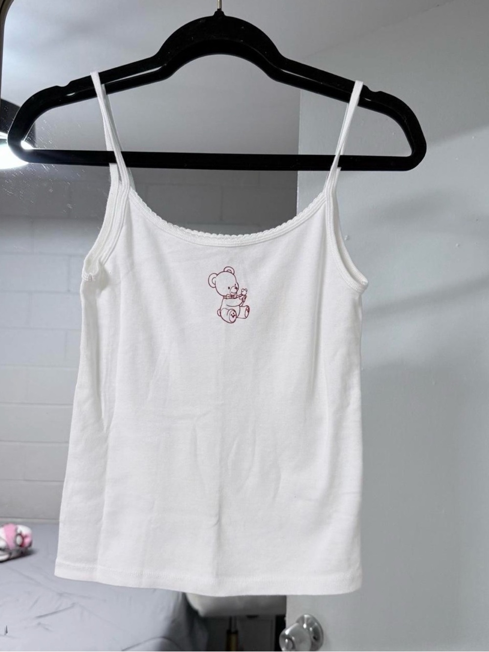 Brandy Melville White Tank with Red Bear Graphic